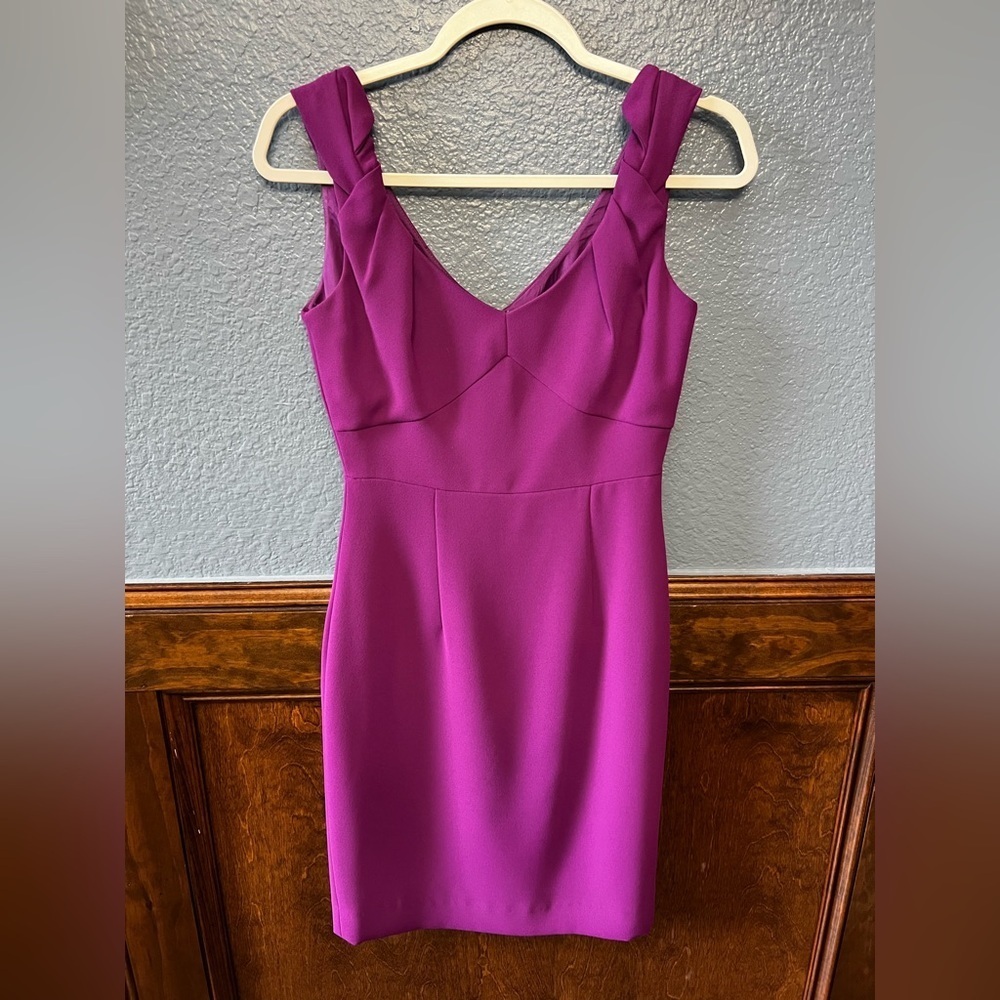 🟣Antonio Melani Vibrant Magenta Deep V-Neck Sheath Dress FINAL PRICE🟣